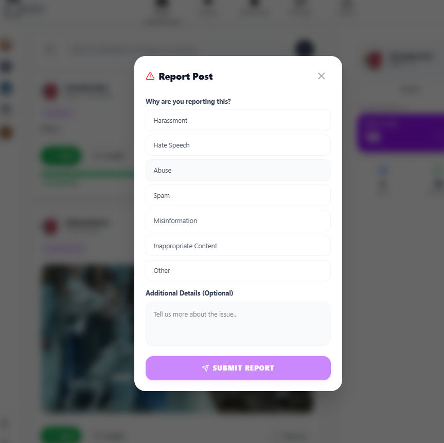 Tap ⋯ → Report user